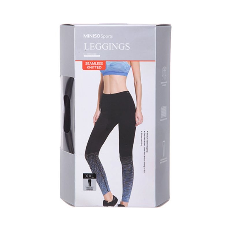 Fitness Leggings (Black+Fluorescence Blue XXL) - MINISO