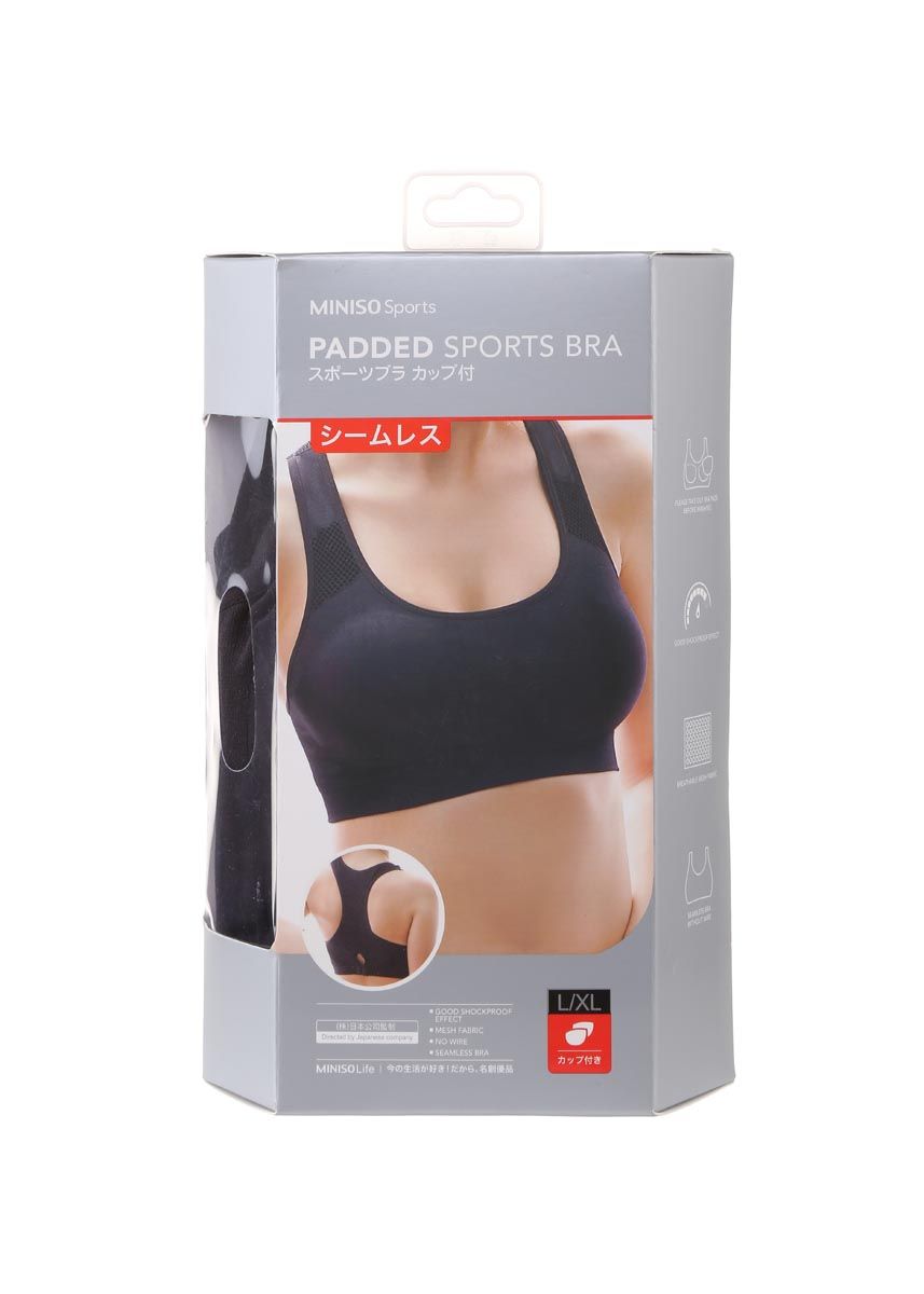 Padded Sports Bra(Black L/XL) - MINISO