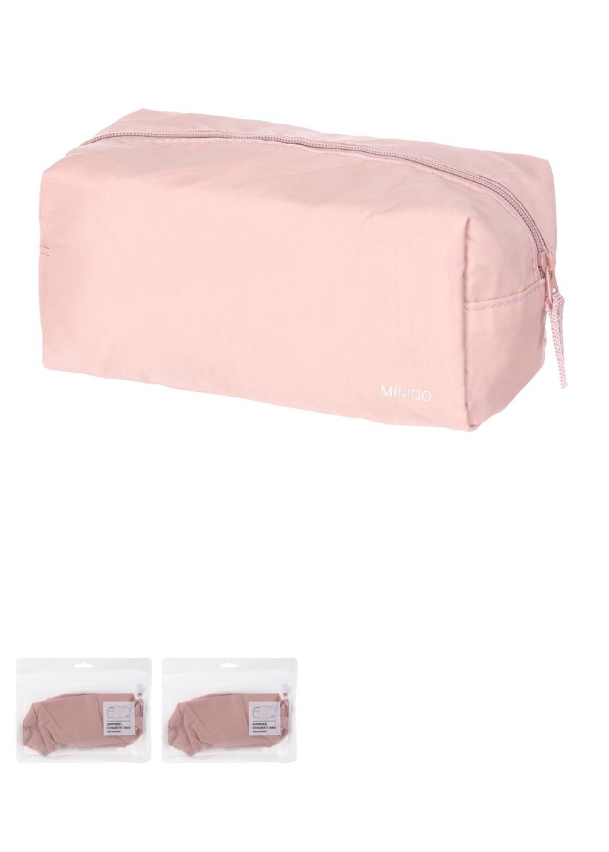 MINIGO Portable Zippered Cosmetic Bag (Pink) - MINISO