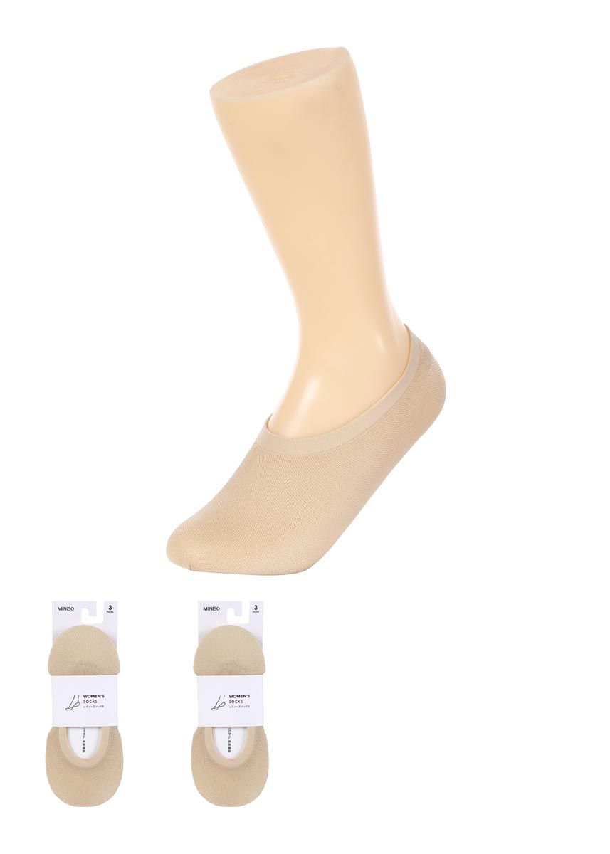Women’s Comfortable Low Cut Socks 3 Pairs(Nude) - MINISO