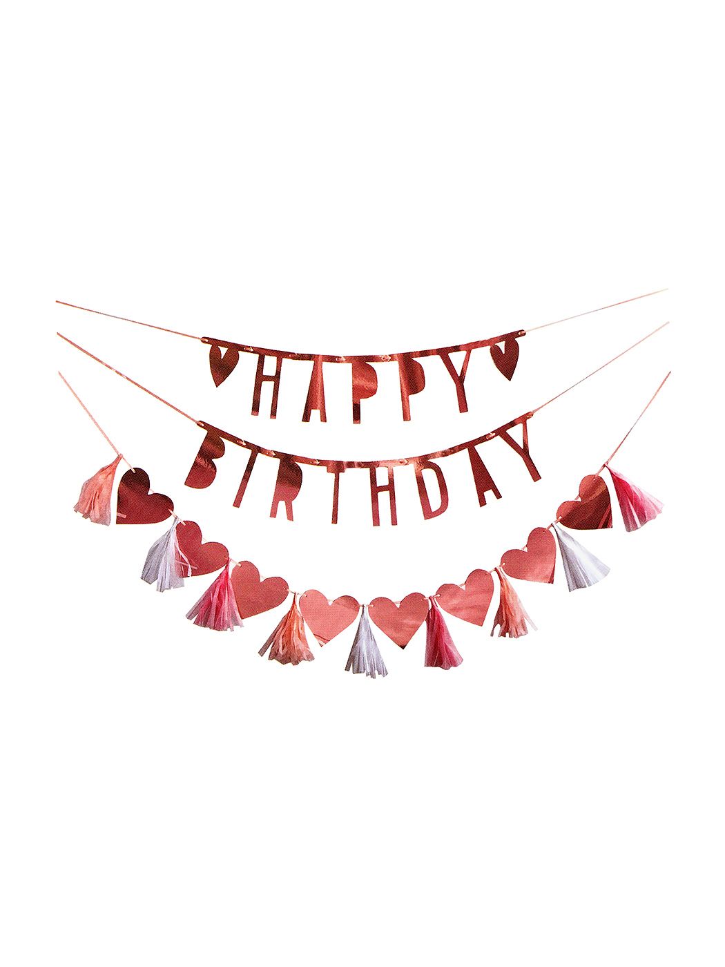 Guirlande En Carton Happy Birthday Rose Gold Pailletée 84 Cm