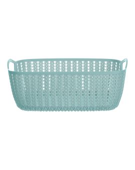 Medium Plaited Rectangular Storage Bucket (Blue)
