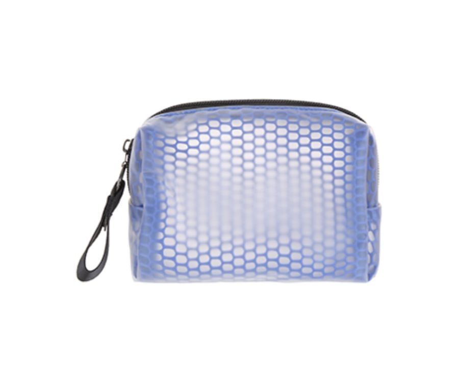 Transparent Mesh Cosmetic Bag,Blue