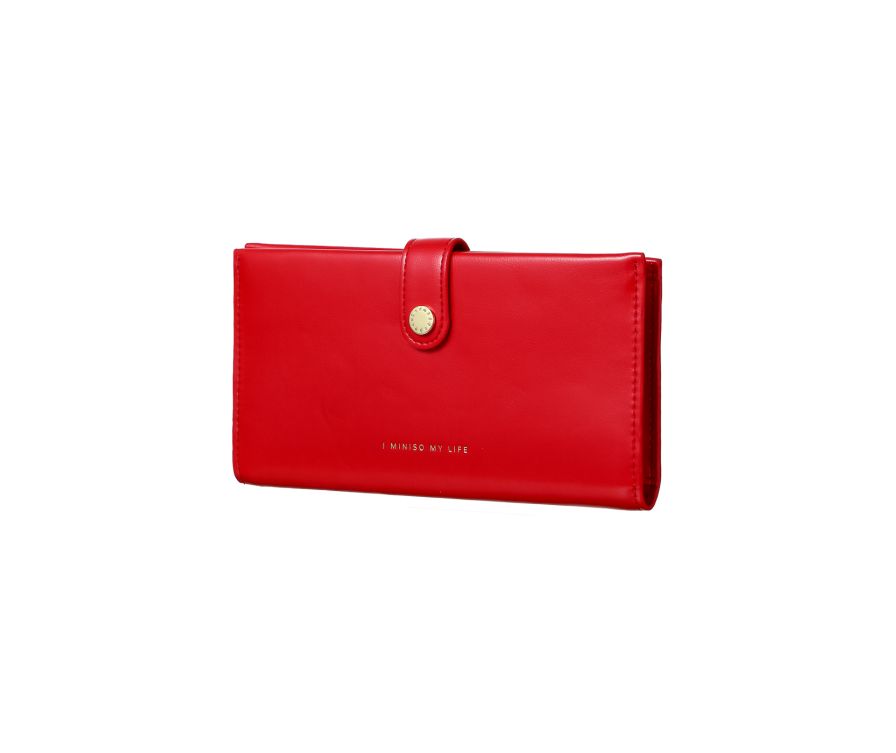 Catch the Light Series Women's Long Thin Wallet with Metal Clasp(Red)