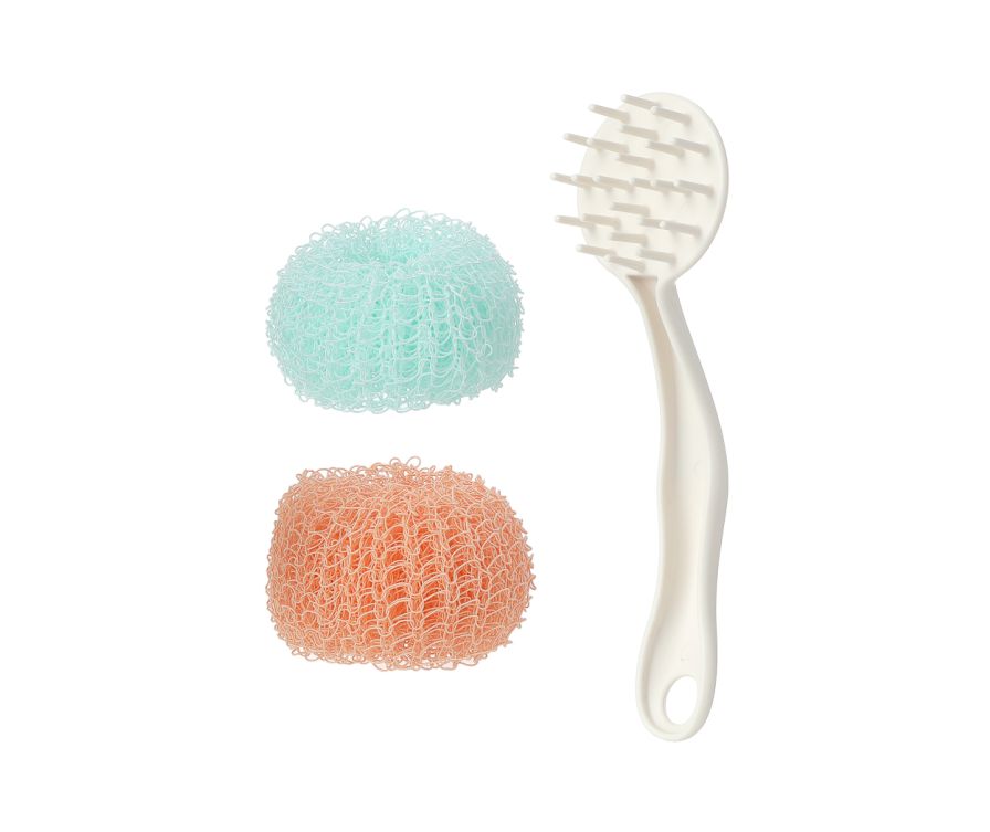 Kitchen Cleansing Brush (with Replacement)(Green+Orange)