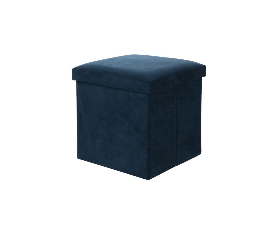 Suede Fabric Square Storage Stool 33cm(Blue)