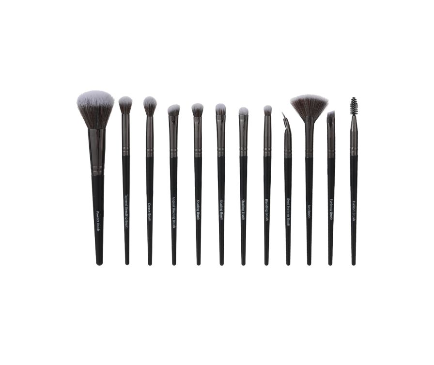 Premium Classic Makeup Brush Set (12 pcs)(Black)