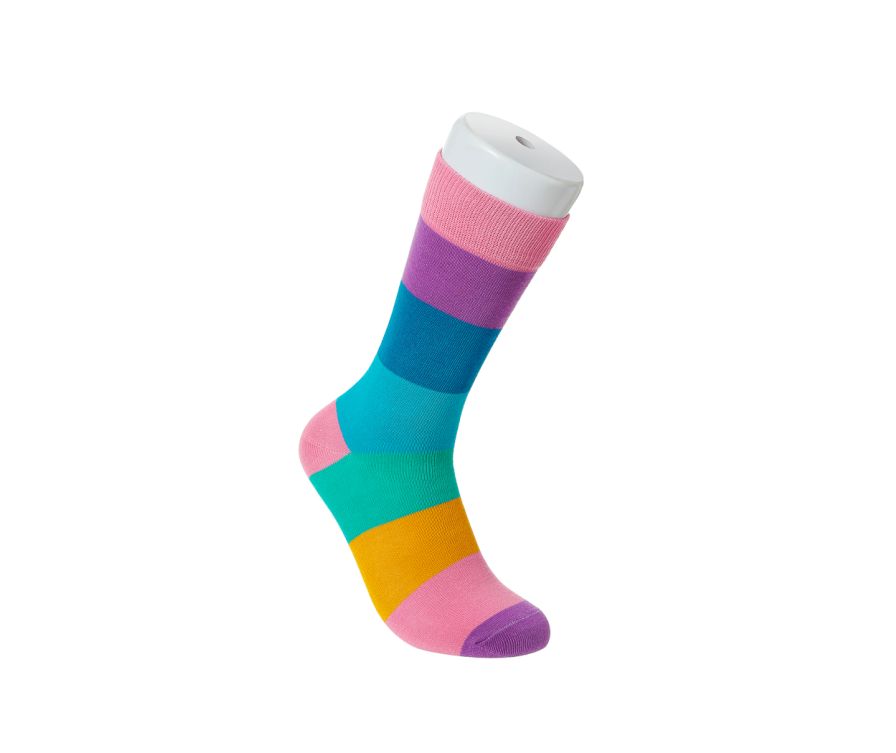 Rainbow Series Contrast Color Crew Socks 21cm (Rainbow)