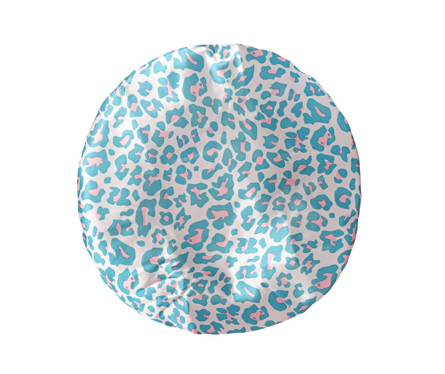 Leopard Double Layer Satin Bonnet (Blue)