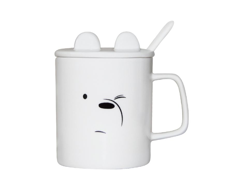 We Bare Bears Collection 4.0 Ceramic Mug with Cover and Spoon 360mL(Ice Bear)