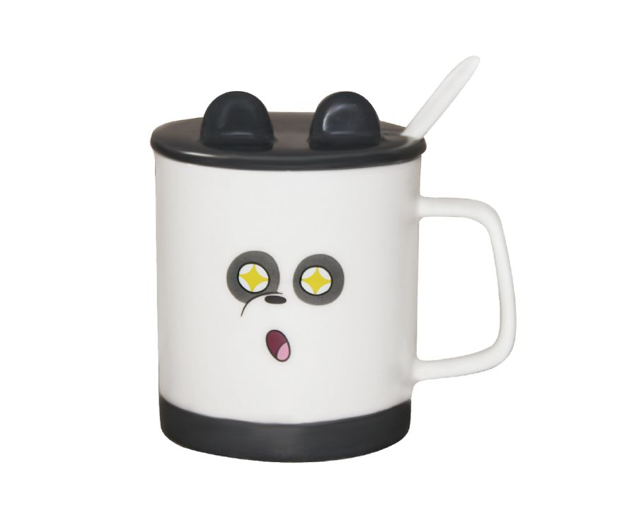 We Bare Bears Collection 4.0 Ceramic Mug with Cover and Spoon 360mL(Panda)