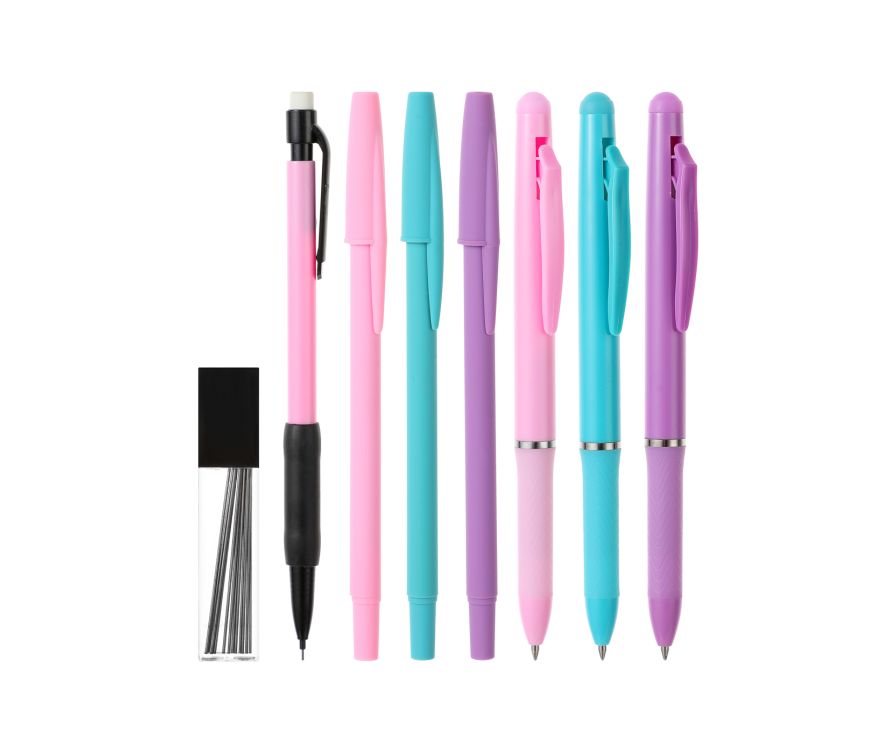 8 Pcs Stationery Set（3 0.7mm Erasable Pens, 1 0.5mm Mechanical Pencil & 1 Lead Refill Tube, 3 0.7mm