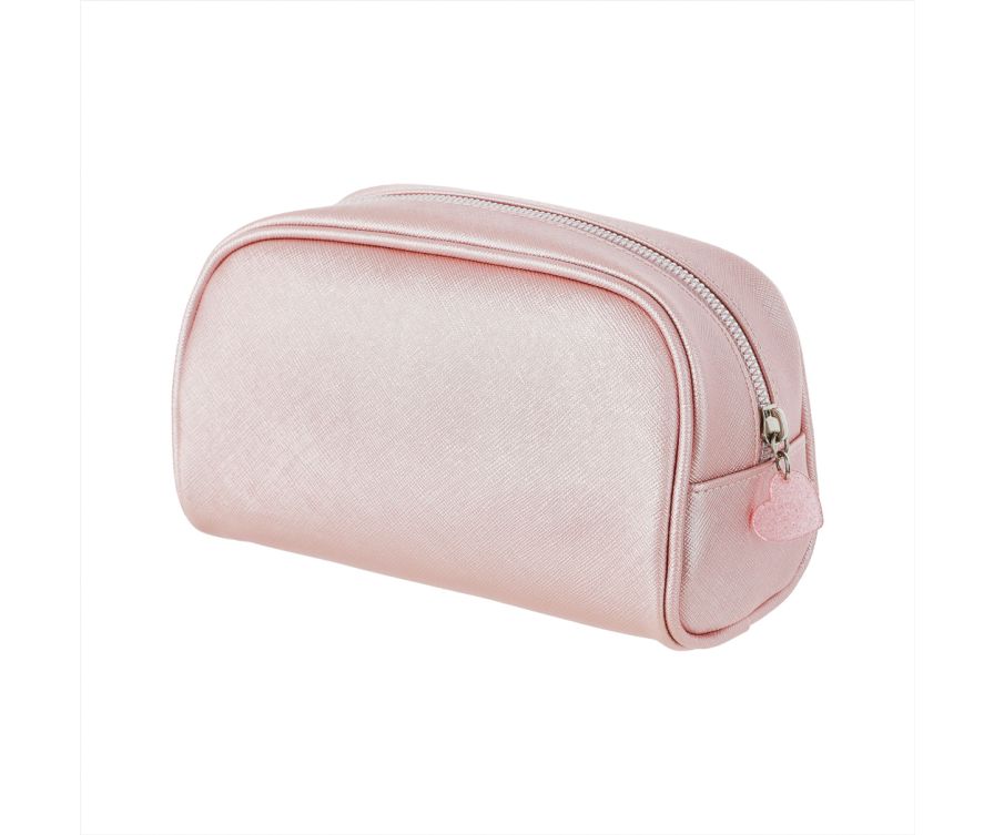 Rectangular Pearlized Pink Cosmetic Bag with Round Edge(Pink)