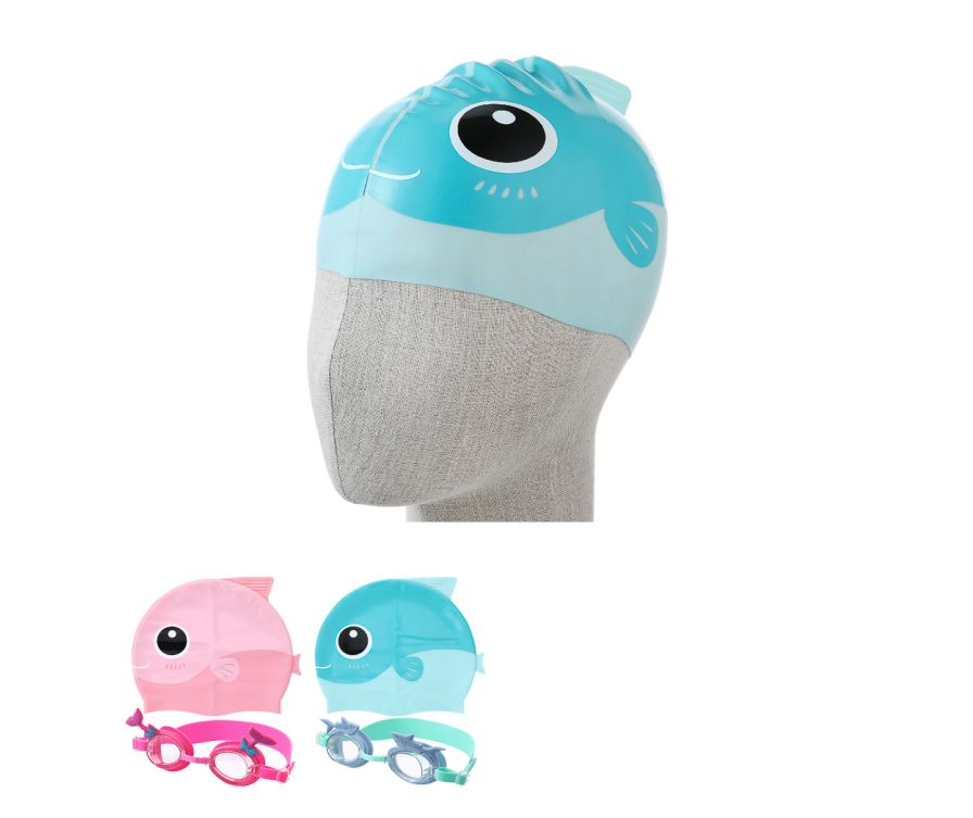 Ocean Series Kids' Cartoon Swim Goggles & Swim Cap Set