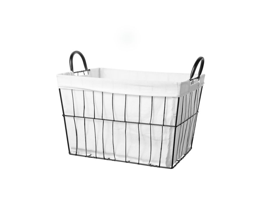 Wire Storage Basket with Removable Liner, XL (Black)