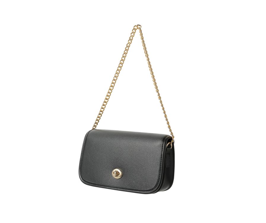 Rectangle Shoulder Bag with Twist Lock(Black)