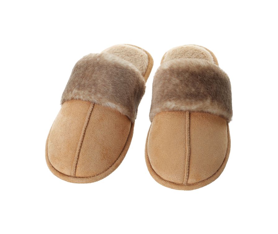 Warm Series Women＇s Closed Toe Suede Fleece Plush Slippers (Dark Brown,37-38)