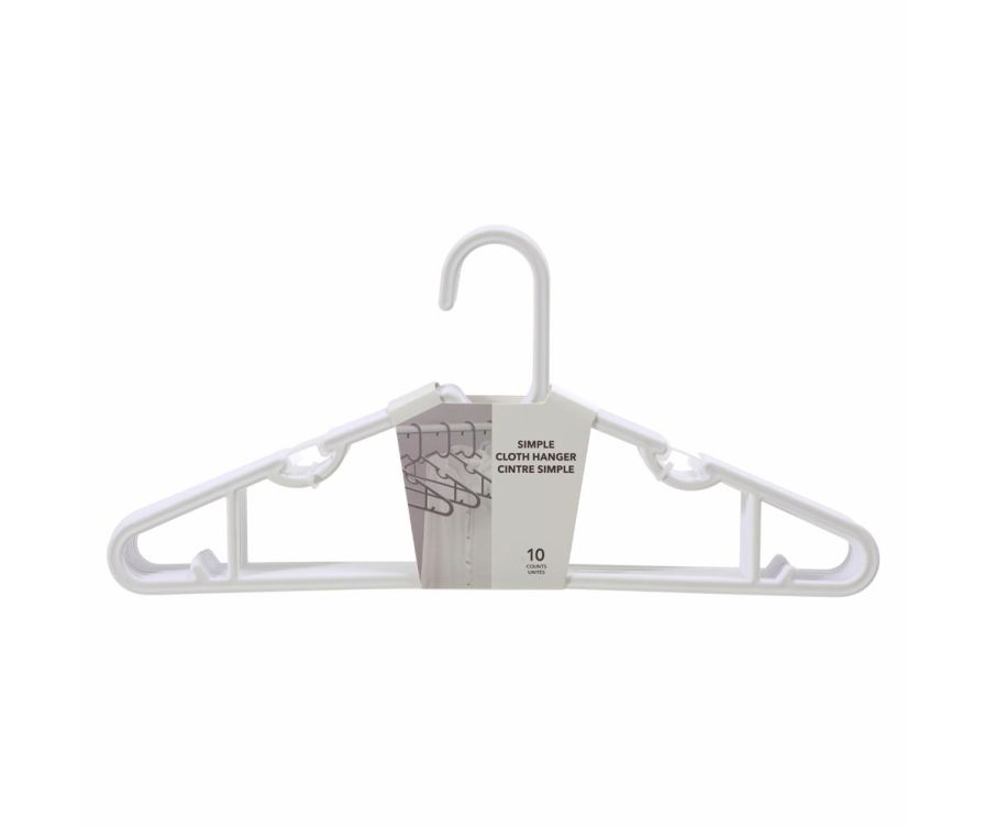 Simple Cloth Hanger 10 Counts(White)