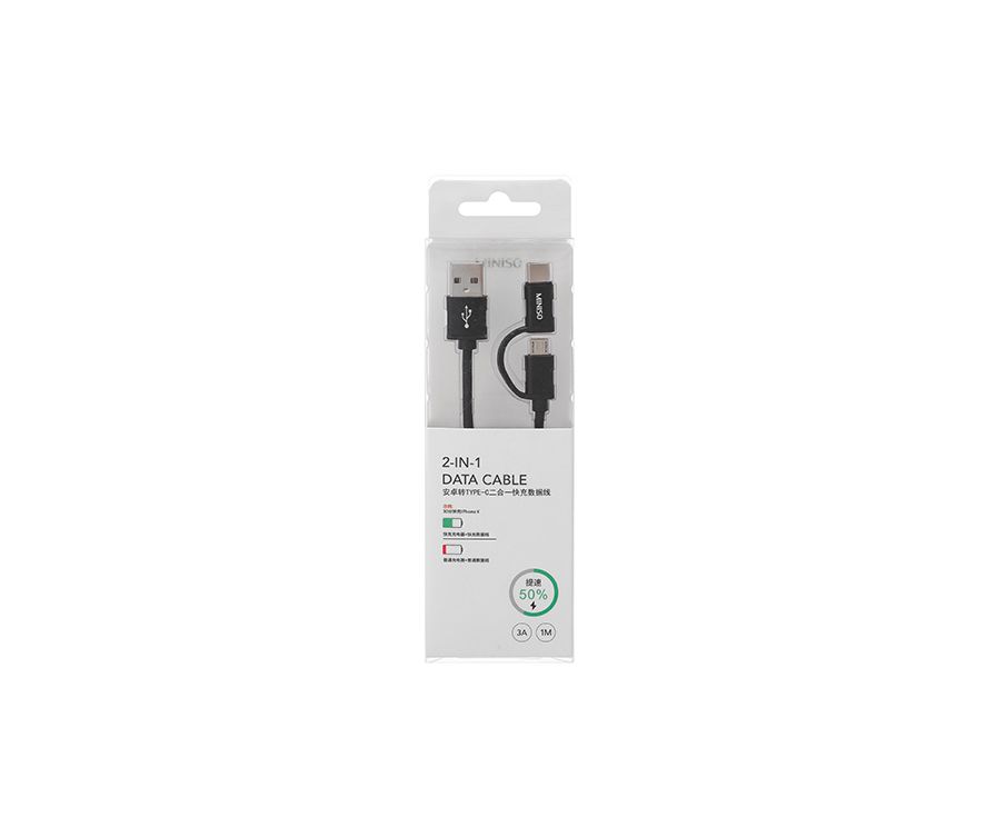 1m Micro&TYPE-C 2-in-1 3AFast Charge Data Cable(Black)