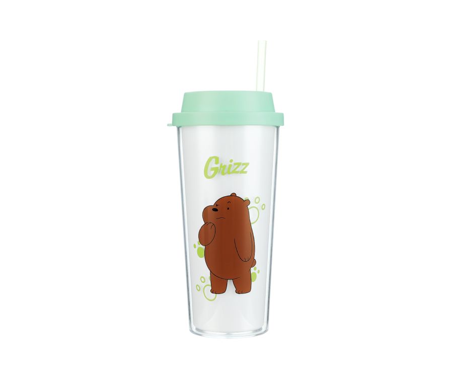 We Bare Bears Double-layer Straw Bottle 550ml(Grizzly)