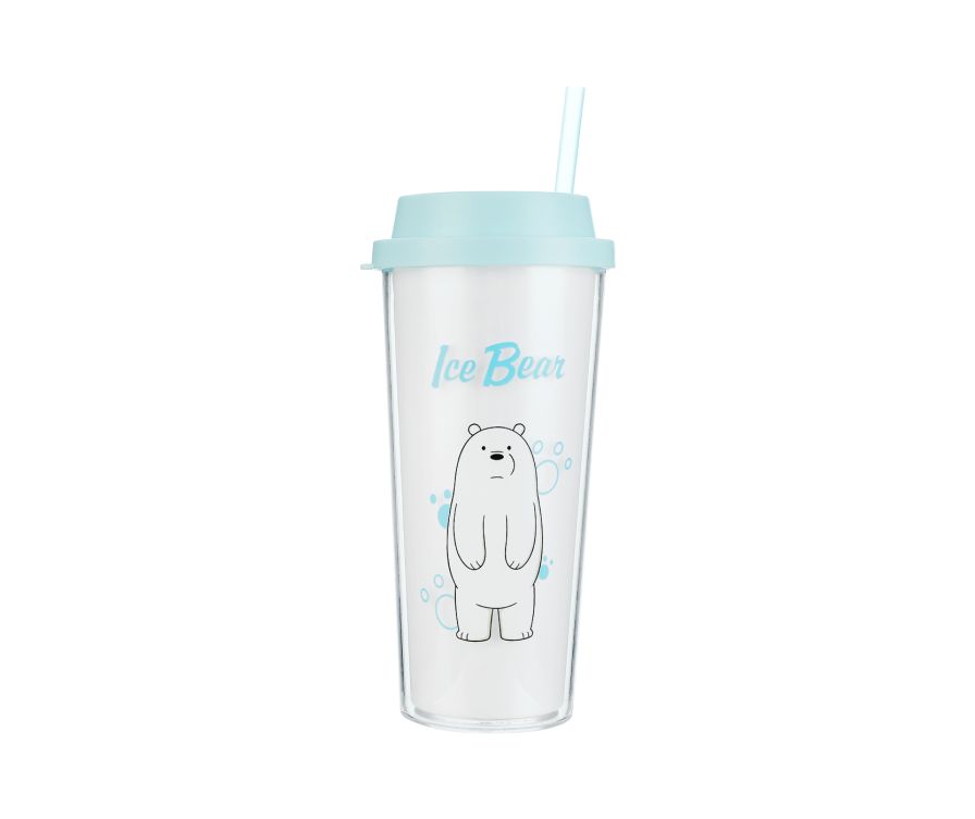 We Bare Bears Double-layer Straw Bottle 550ml(Ice Bear)