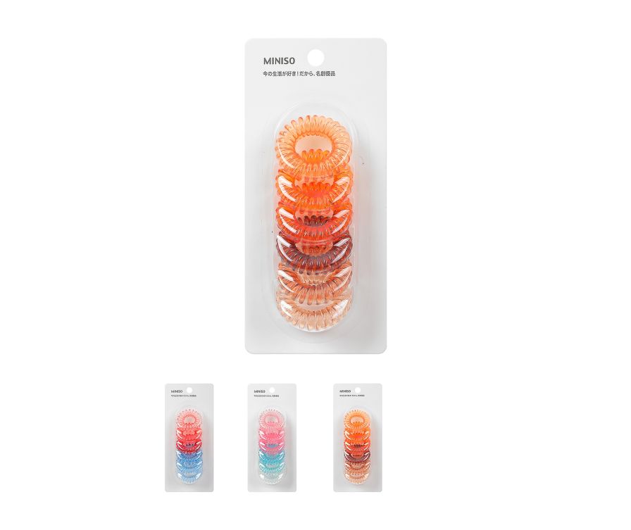 3.5 Colored Spiral Hair Ties (6pcs)