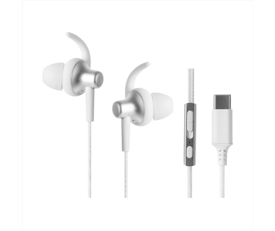 Type-C Metal In-Ear Earphones with Wings Model: 8447T# (White)