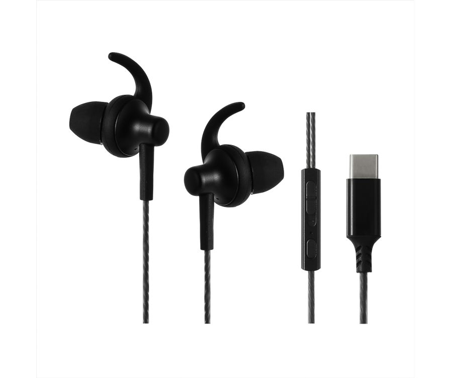 Type-C Metal In-Ear Earphones with Wings Model: 8447T# (Black)