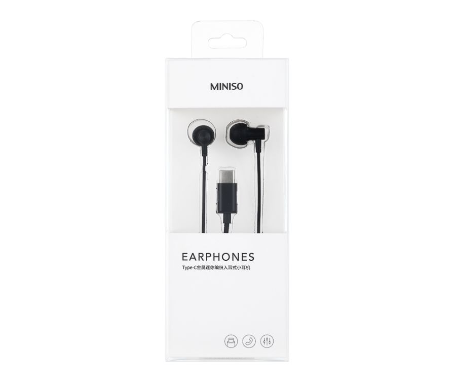 Type-C Metal Mini In-Ear Earphones with Braided Cable Model: 8459T# (Black)