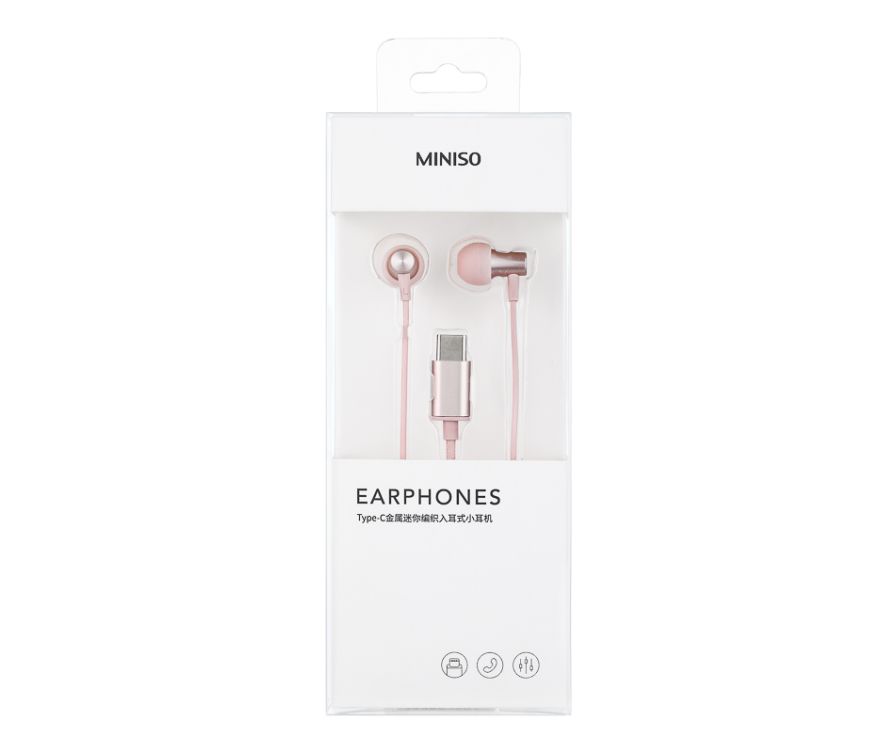 Type-C Metal Mini In-Ear Earphones with Braided Cable Model: 8459T# (Pink)