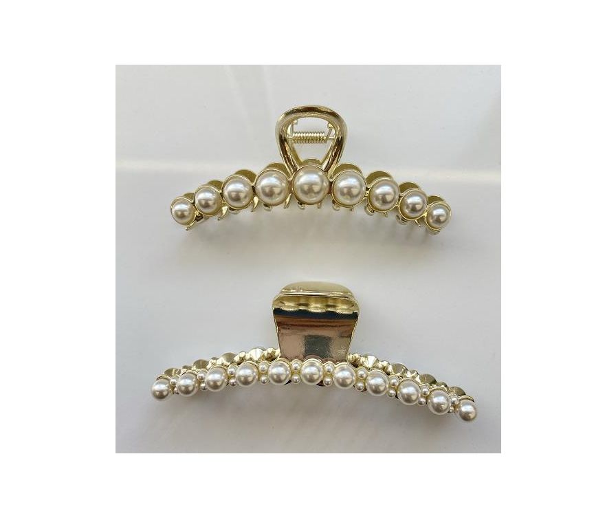 11cm Single Row of Imitation Pearl Alloy Hair Claw Clip