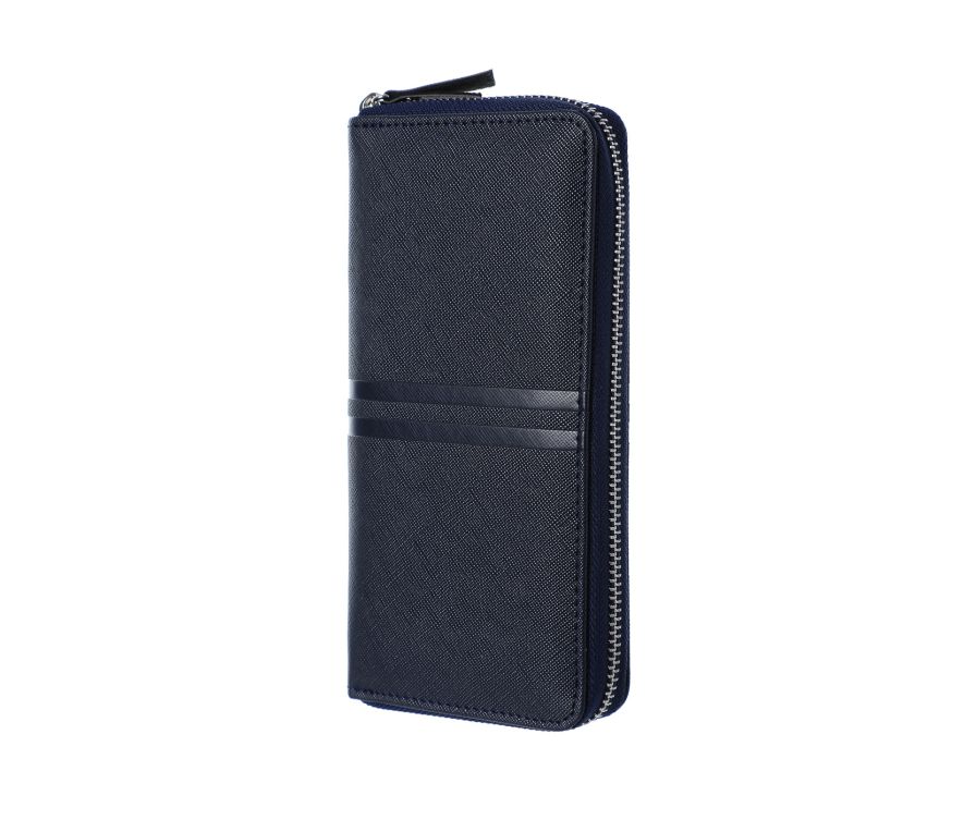 Men's Long Wallet with Zipper(Blue)