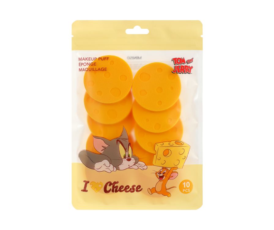 Tom & Jerry I love cheese Collection Round Cheese Makeup Puffs (10 pcs)