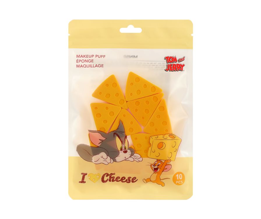 Tom & Jerry I love cheese Collection Triangle Cheese Makeup Puffs (10 pcs)