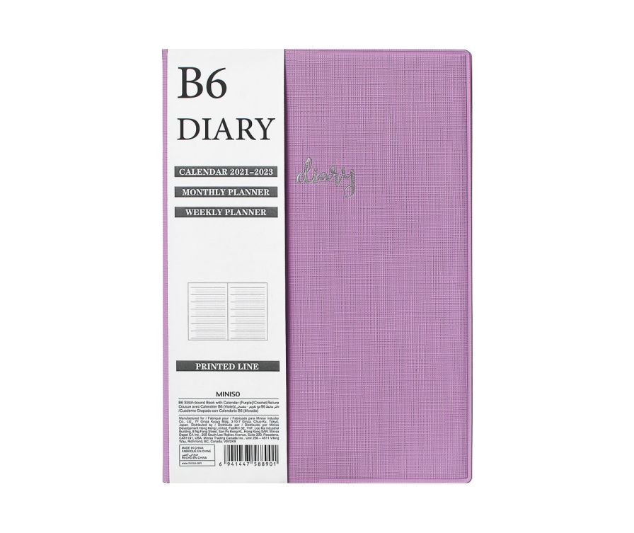 B6 Stitch-bound Book with Calendar(Purple)