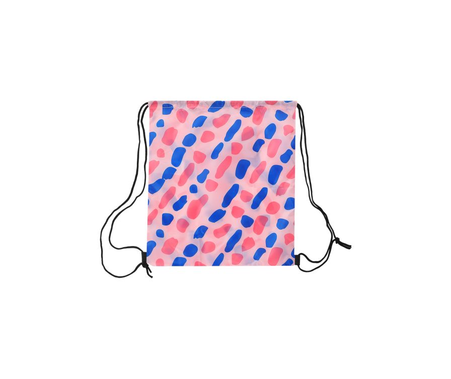 Abstract Contrast-Color Pattern Foldable Drawstring Back Bag(Pink)