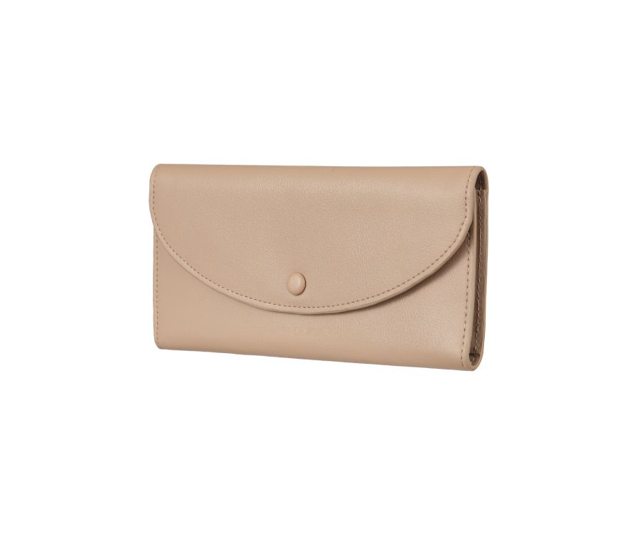 Simplistic European Style Folded Thin Women's Long Wallet(Apricot)