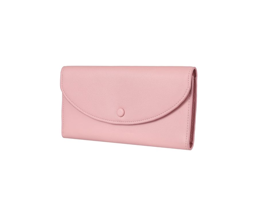 Simplistic European Style Folded Thin Women's Long Wallet(Pink)