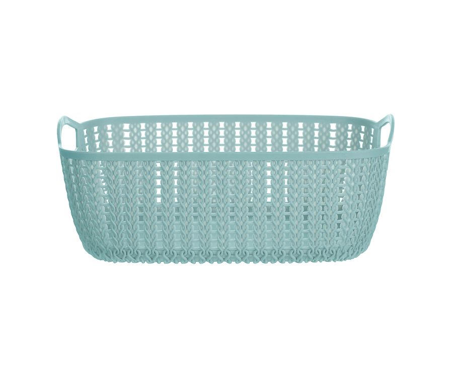 Medium Plaited Rectangular Storage Bucket (Blue)